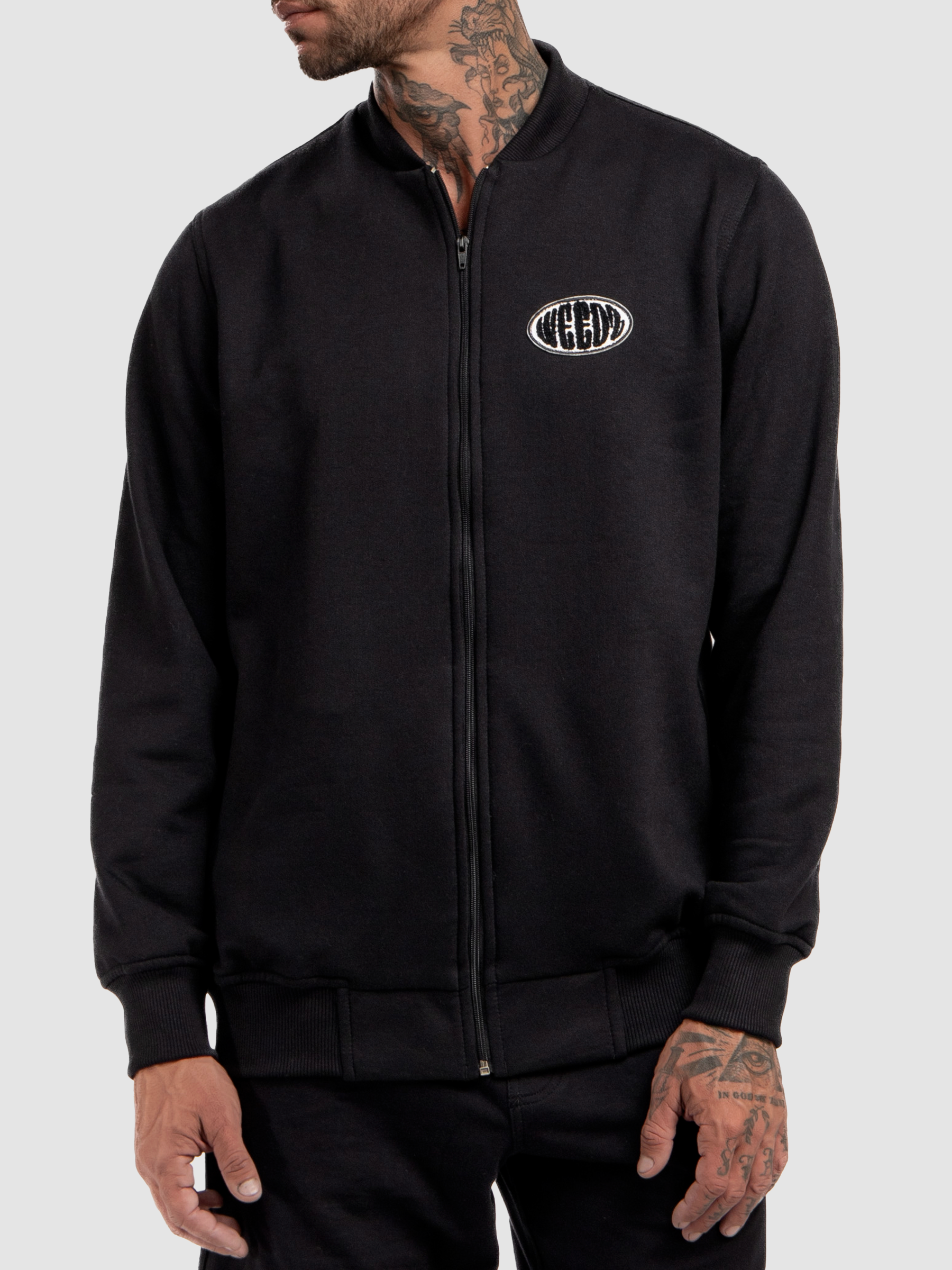 Black Sweatshirt Bomber Jacket