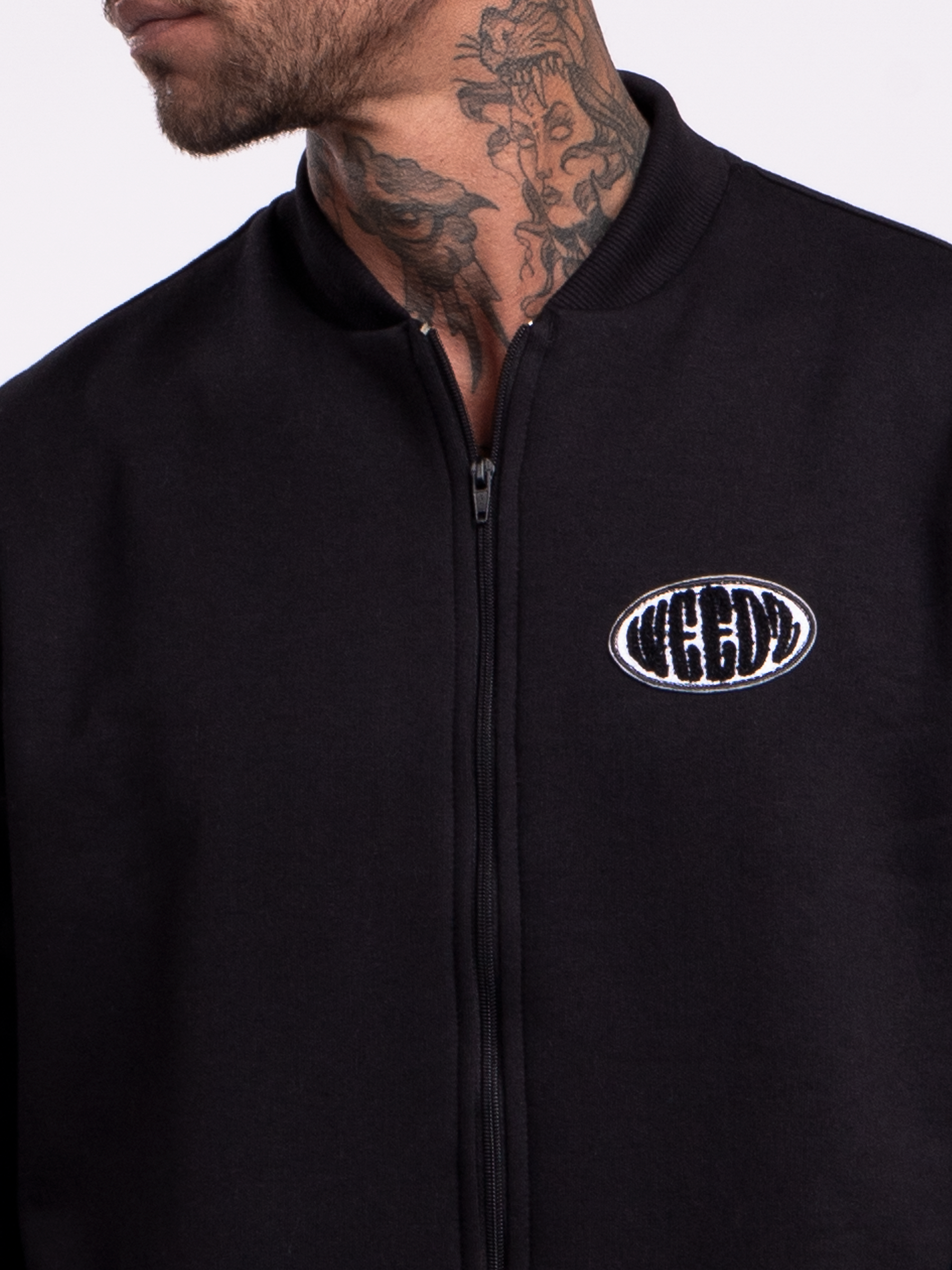 Black Sweatshirt Bomber Jacket