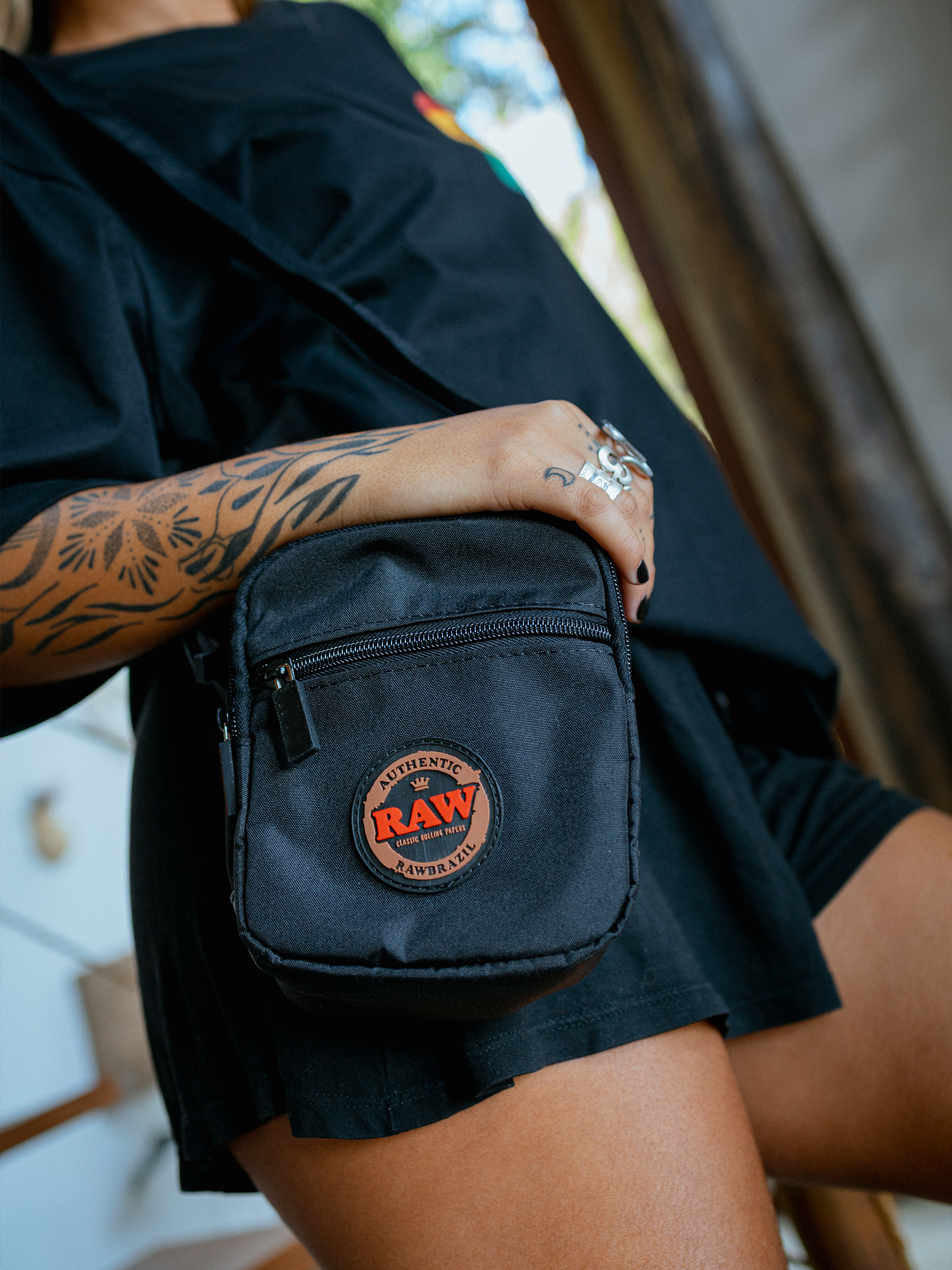 Black Rubberized Shoulder Bag