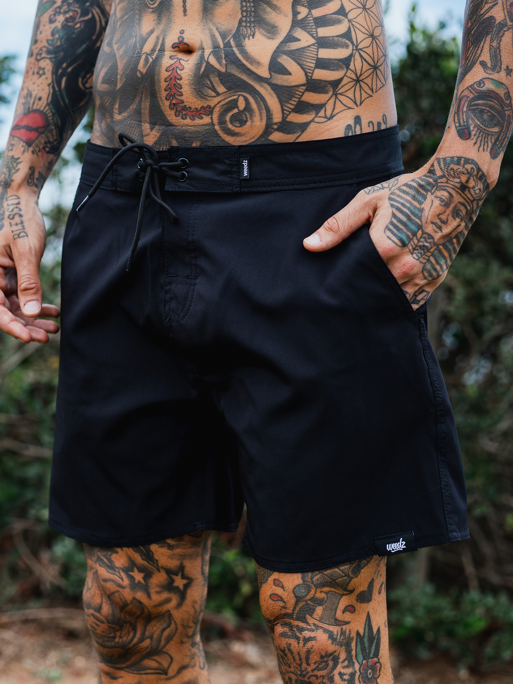 Black Straight Cut Walkshorts