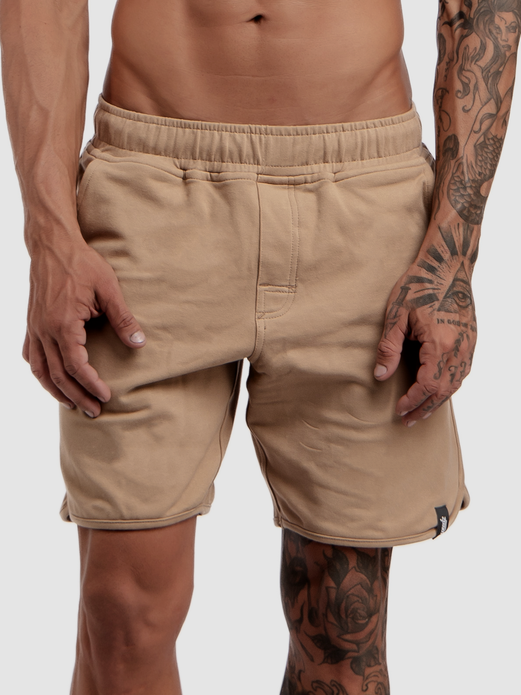 Beige Stretch Sweatpants Walkshorts