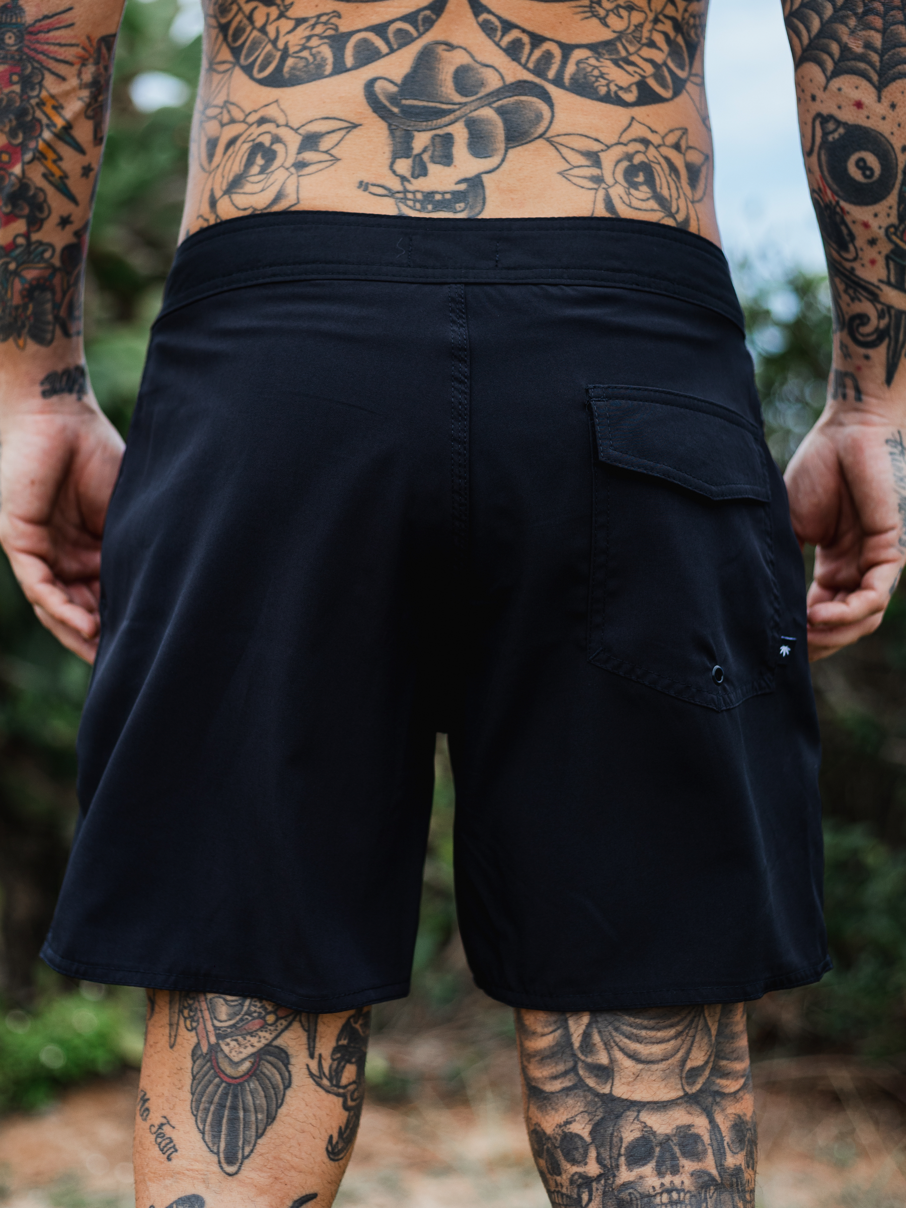 Black Straight Cut Walkshorts